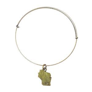 Wisconsin Expandable Bangle Brass Charm Bracelet